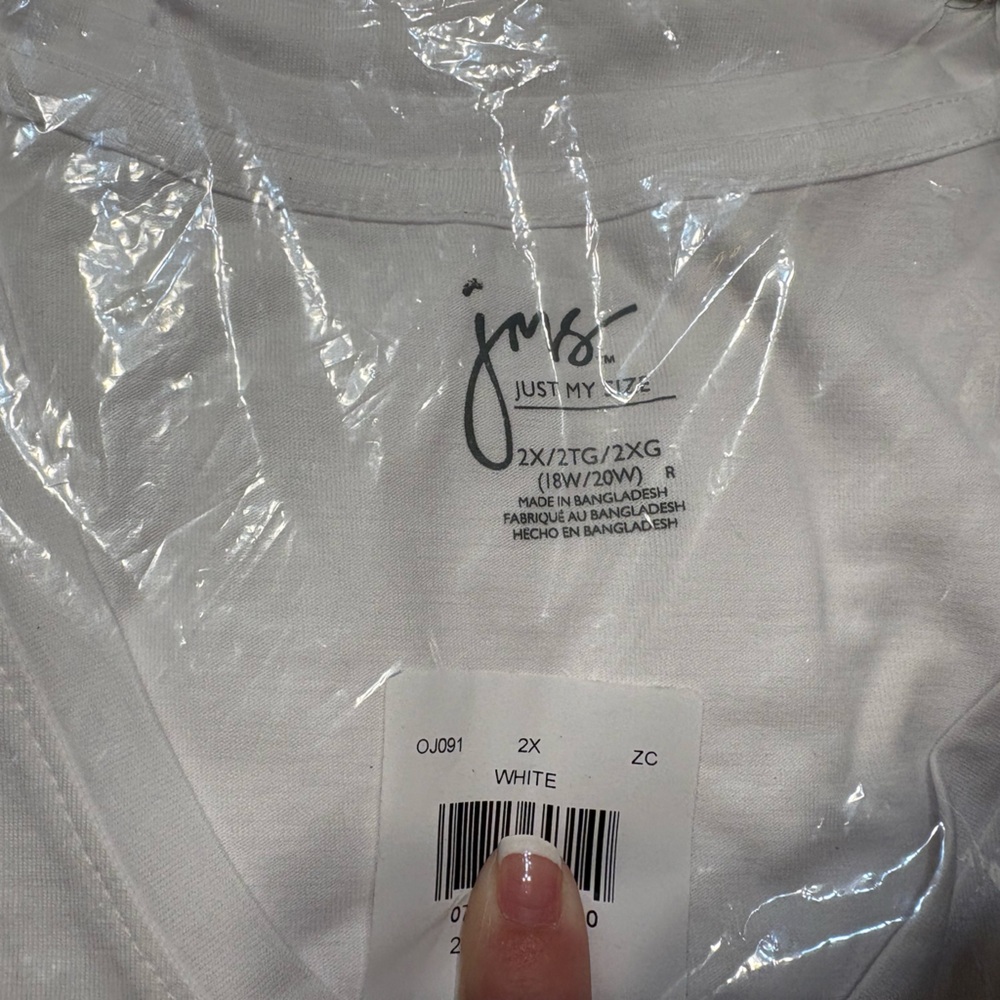 Just My Size Classic White Women’s Tee. NWT. - Picture 3 of 6